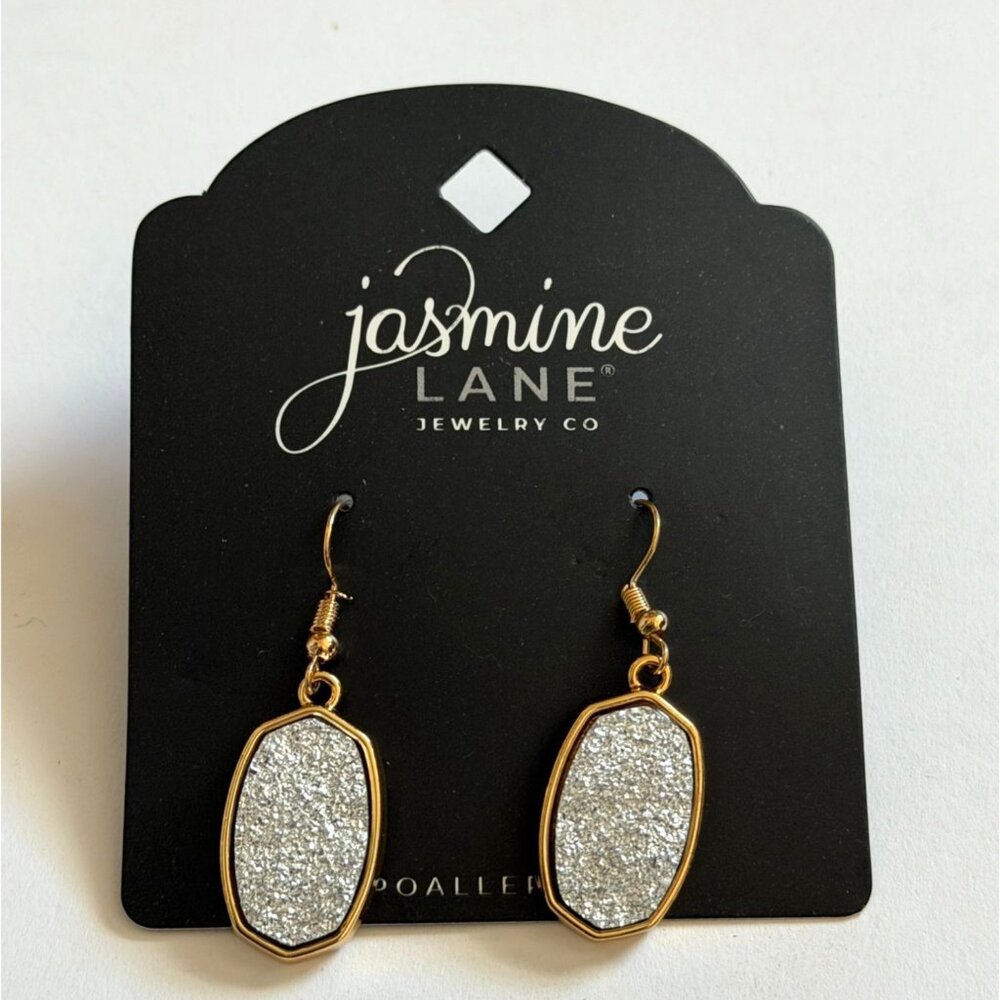 Jasmine Lane Jewelry Co. Hypoallergenic Druzy Oval Earrings-Gold Tone-New